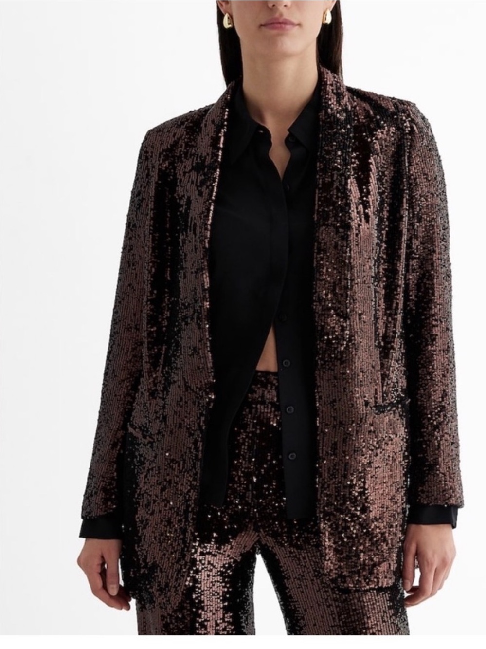 Express Bronze Sequin Blazer Jacket NWT Large